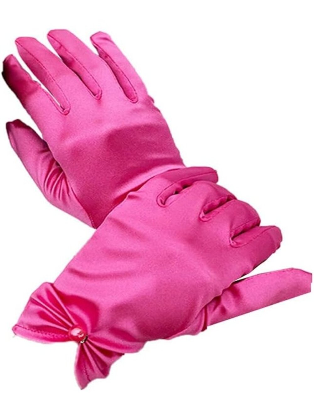 Women Dark Pink Blue Satin Tulle Opera Party 1920s Elbow Wrist Length Gloves